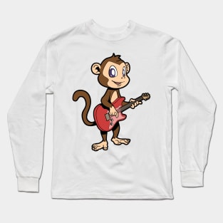 Cartoon monkey playing electric guitar Long Sleeve T-Shirt